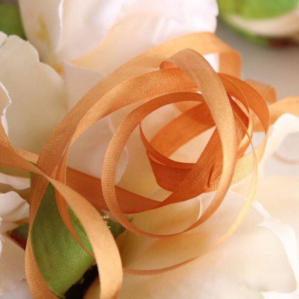 Silk Ribbon Trim in Gold, 7mm Wide,  1/4", 5 yard - Picture 7 of 10